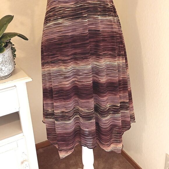 Vol. 1 Textured Brown Striped Dress. Career. Boho. - Picture 3 of 9